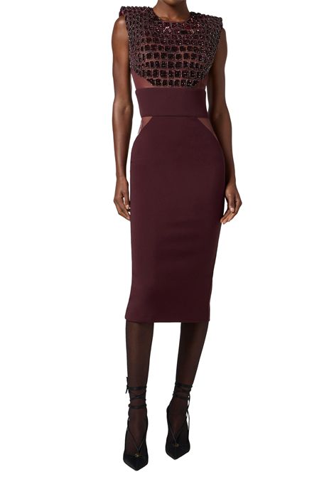 Abito Elisabetta Franchi donna AB83457E2EA4 Bordeaux  tulle ricamo cocco ELISABETTA FRANCHI | Abiti | AB83457E2EA4